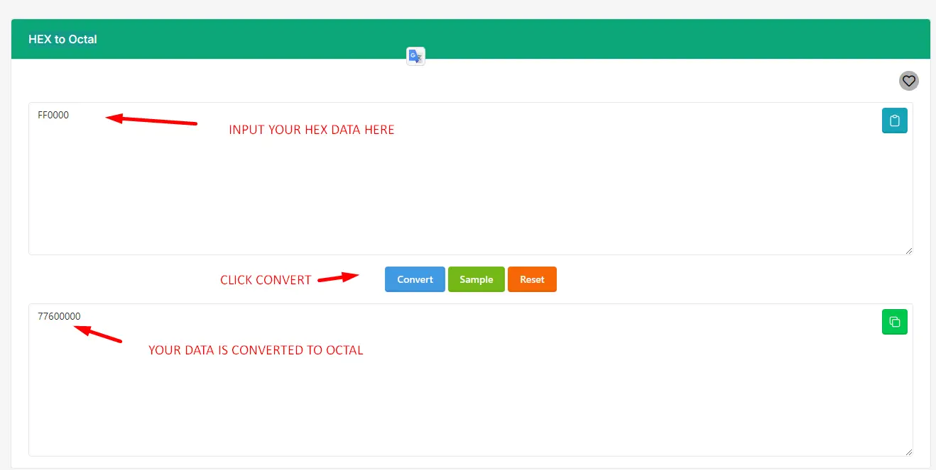 Convert HEX to Octal Online